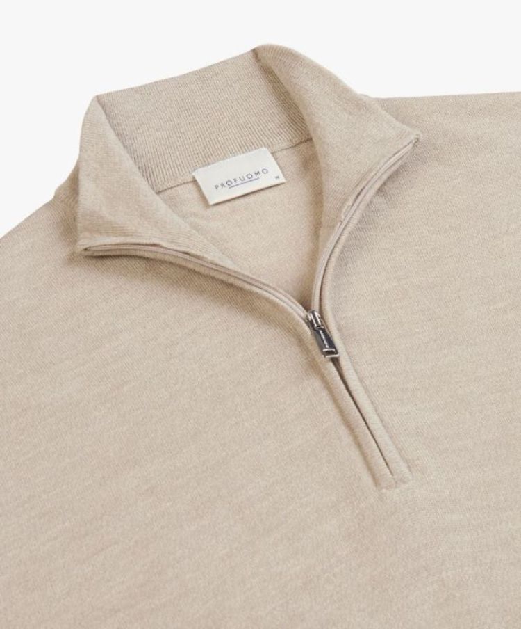 PP2J00012D PULLOVER HALF ZIP BEIGE F Beige