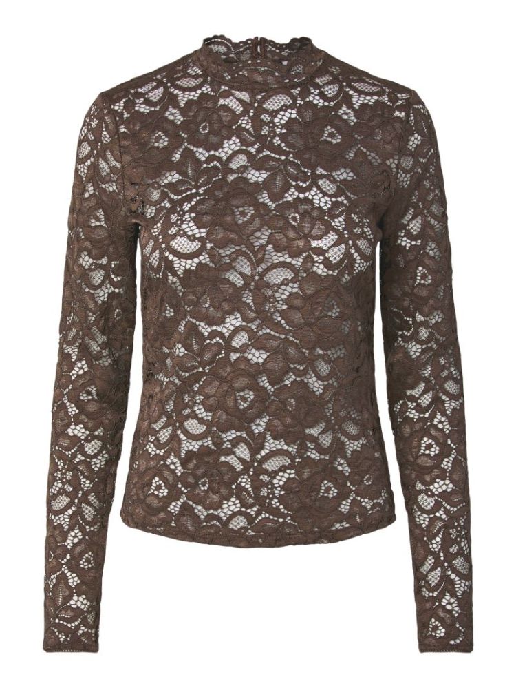 YASLACEY LS LACE TOP S.  298838 Chocolat