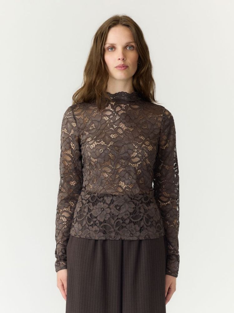 YASLACEY LS LACE TOP S.  298838 Chocolat