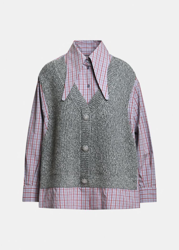 fabric mix shirt k1mm C1mushroom