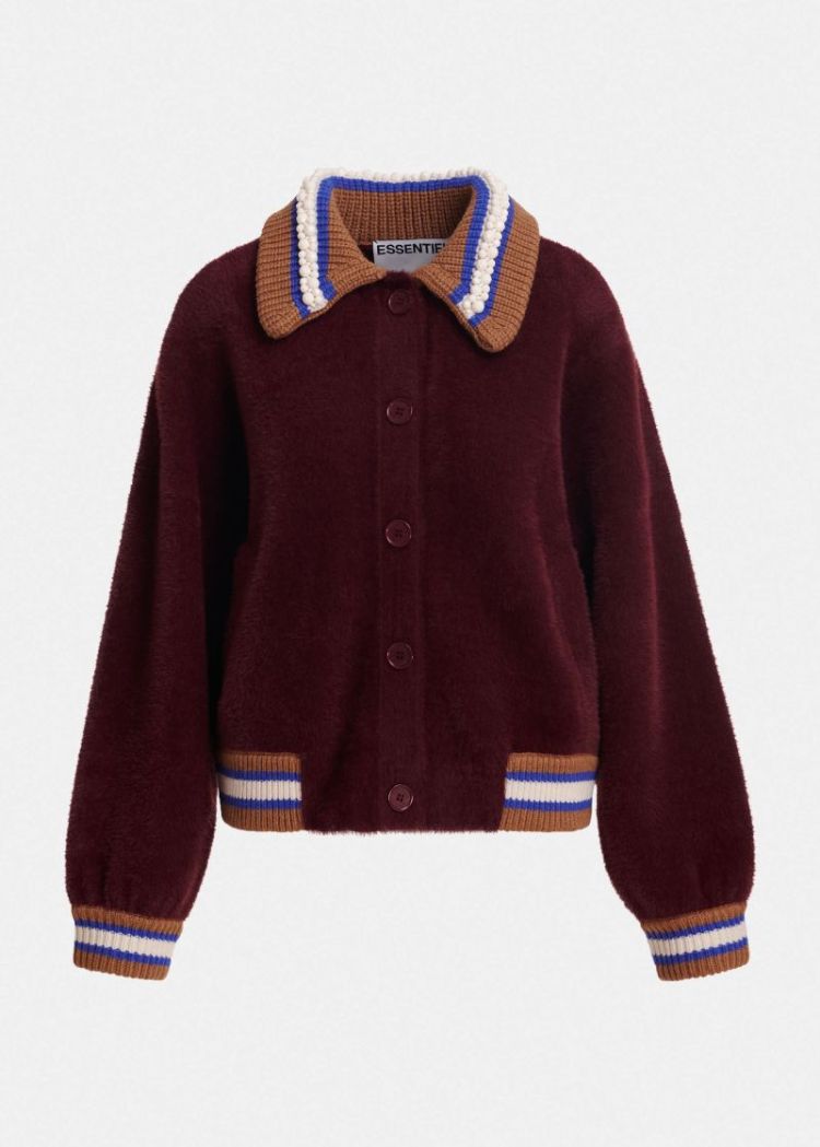 knit jacket with collar k2wn C2wine not