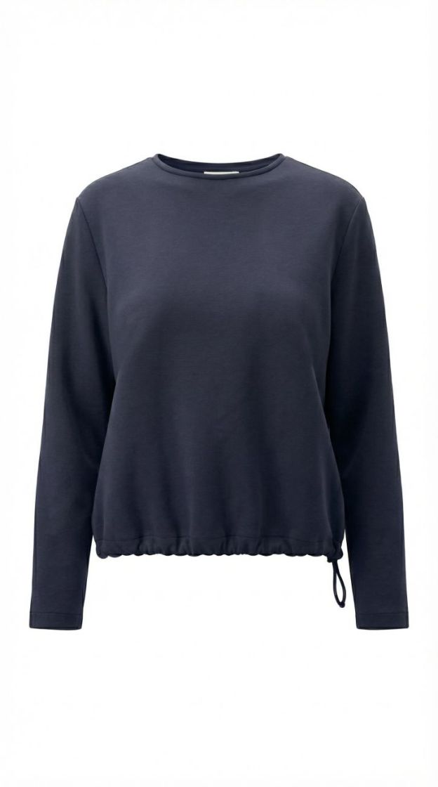 blouse with round neckline and long sleeves dress-blues 
