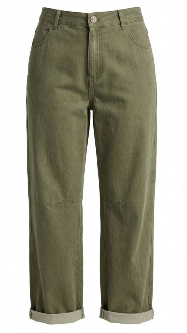 trousers with barrel legs olive-night 