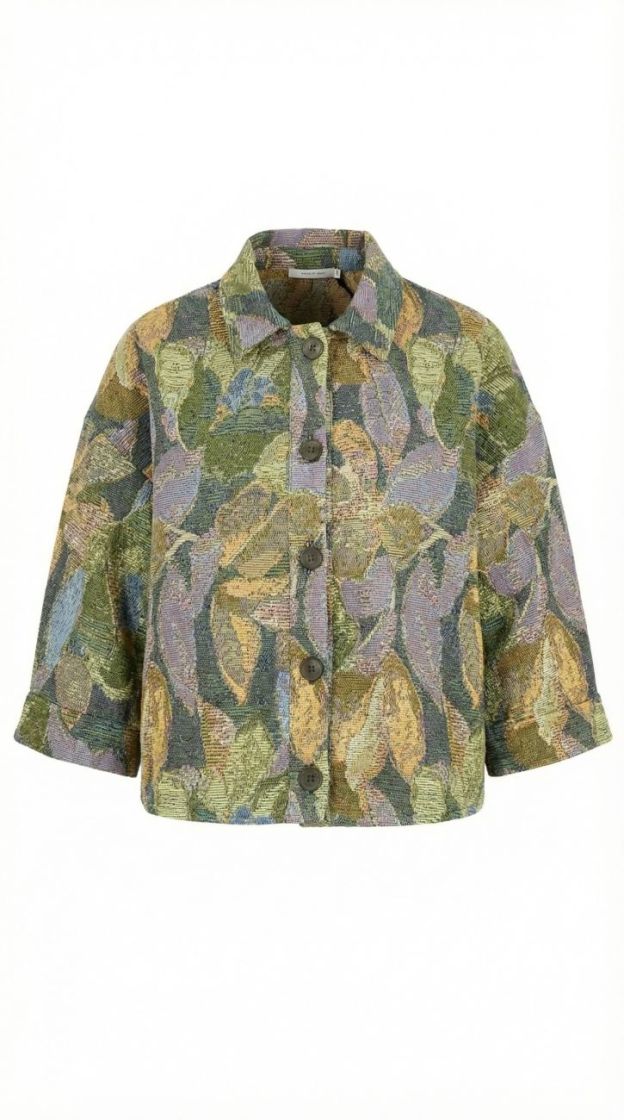 jacket wide in jaquard olive-night 