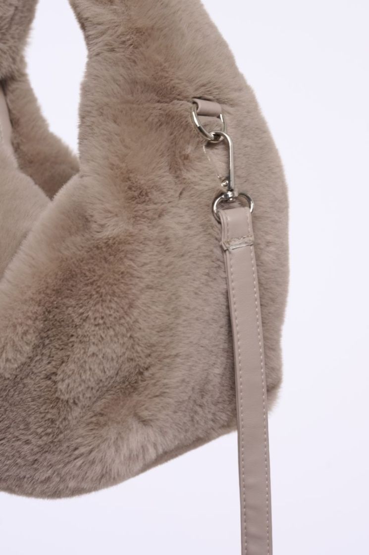 Small faux fur crossbody bag Mocha latte