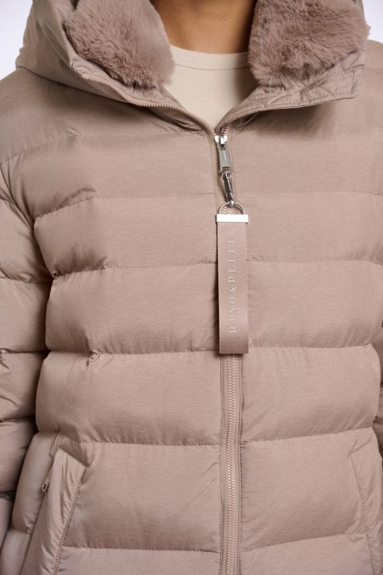 Padded coat with detachable collar Mocha latte 