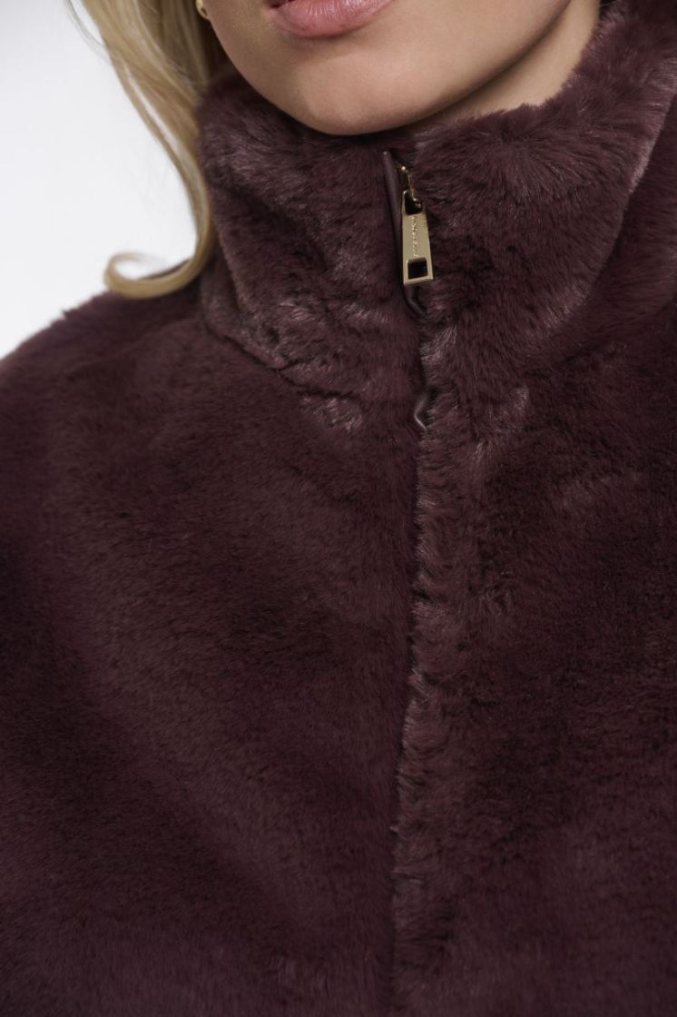 Short faux fur waistcoat Chocolate bean