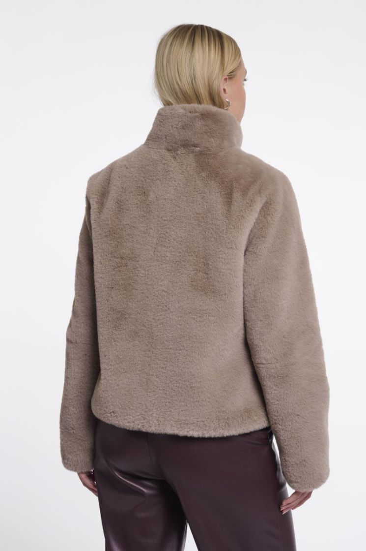 Single breasted faux fur jacket Mocha latte 