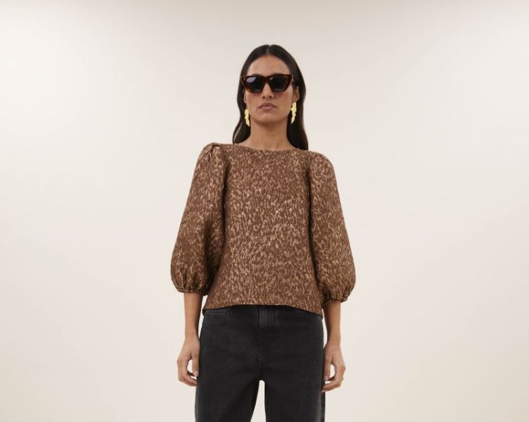 JET SPARKLE CHEETAH BLOUSE 1727 copper che