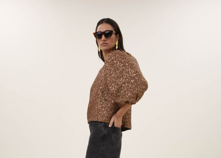 JET SPARKLE CHEETAH BLOUSE 1727 copper che