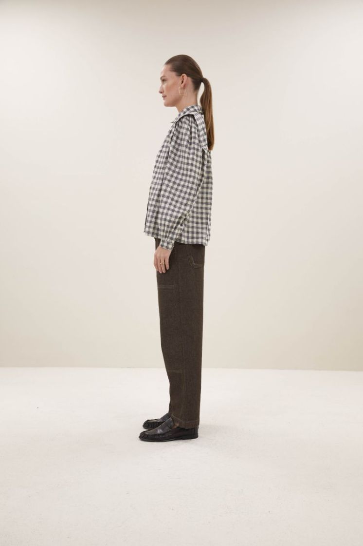 MAIA CHECK BLOUSE 834 ash grey ch