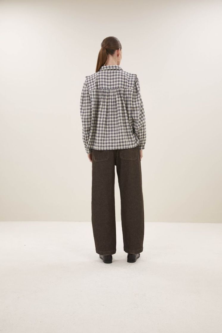 MAIA CHECK BLOUSE 834 ash grey ch