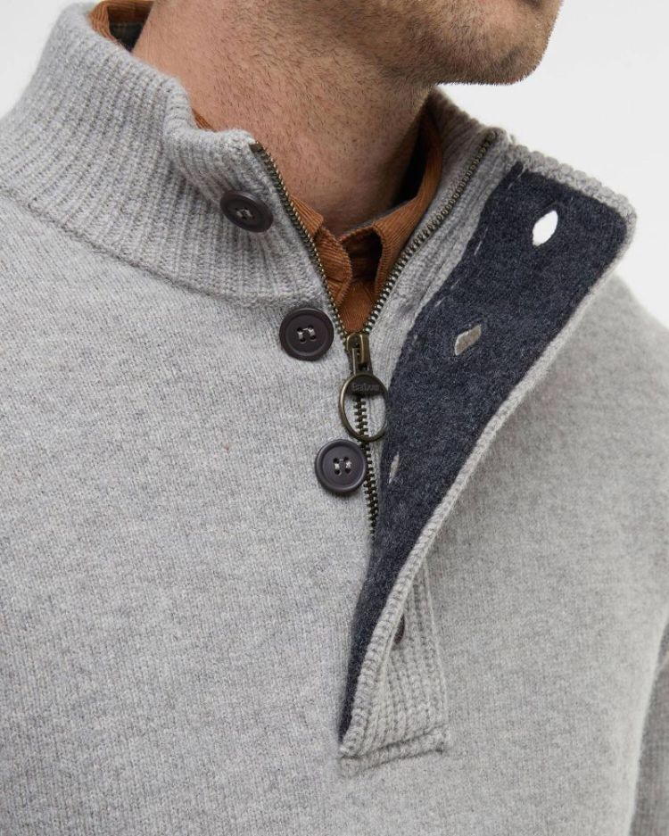 BARBOUR ESSENTIAL PATCH HALF ZIP KNITTED JUMPER SOS - ST51 STON