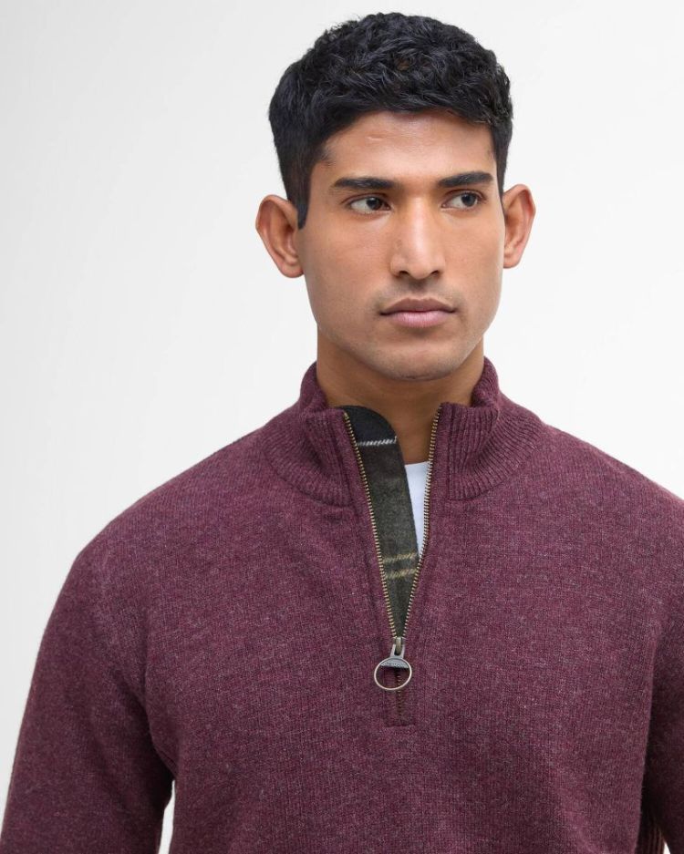 BARBOUR HOLDEN HALF ZIP KNITTED JUMPER SOS - RE77 RUBY