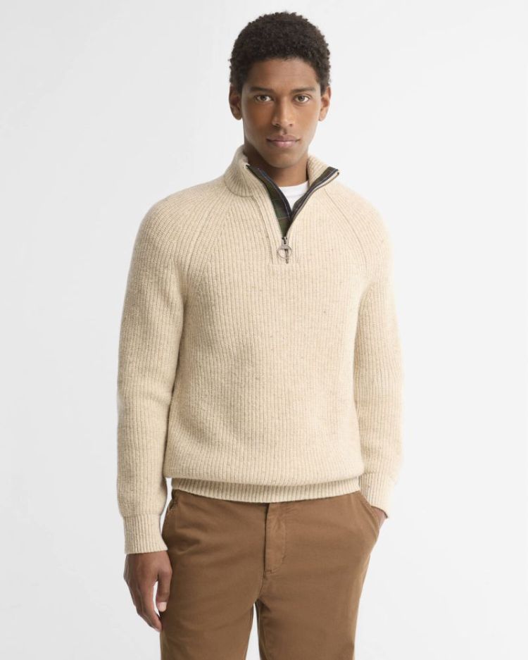 BARBOUR ESSENTIALS FLECK HALF ZIP BE14 PEARL