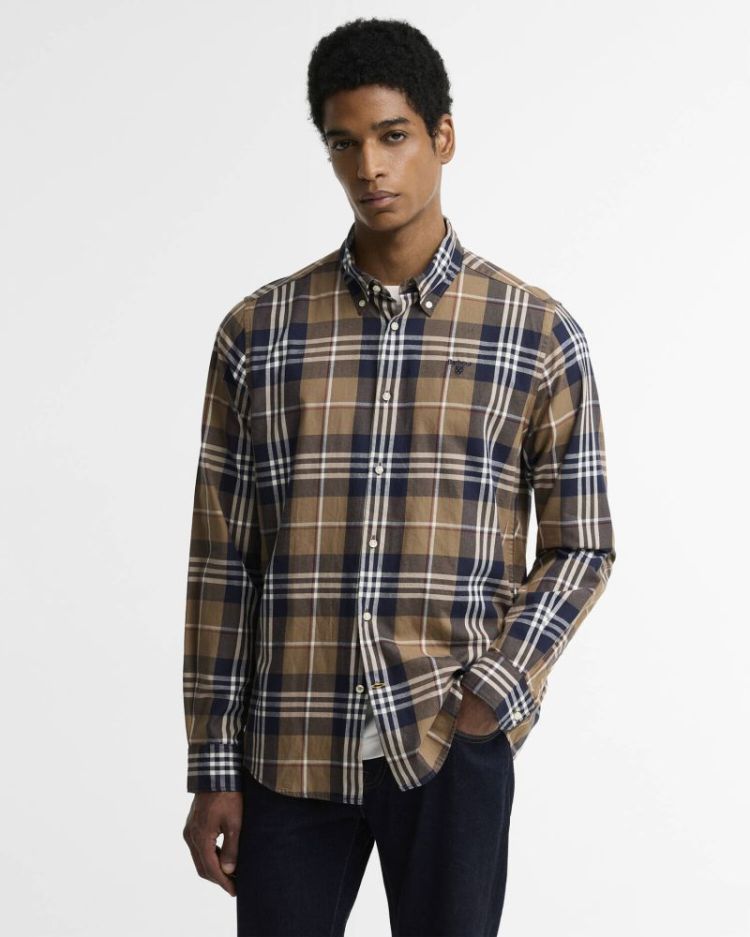 BARBOUR EDGAR TAILORED CHECKED SHIRT ST51 STONE 