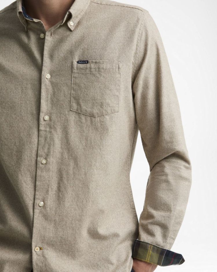 BARBOUR TURNER TAILORED HOUNDSTOOTH SHIRT ST51 STONE 