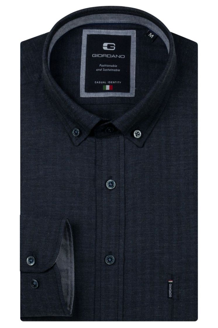 Dino long sleeve button down Soft herringbone melange 60 navy