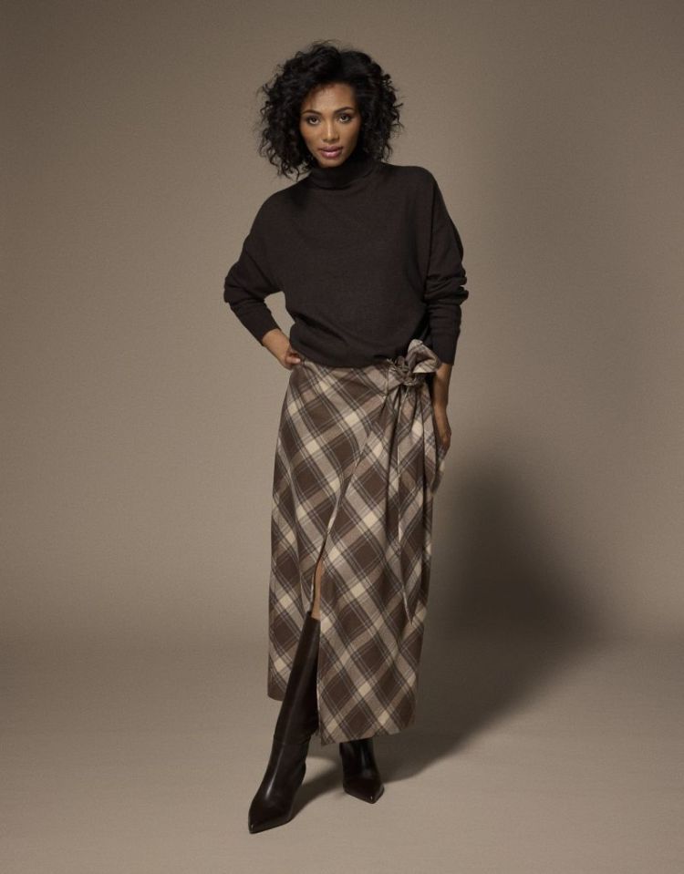 ATLANTA LONG SKIRT 140 Brown check