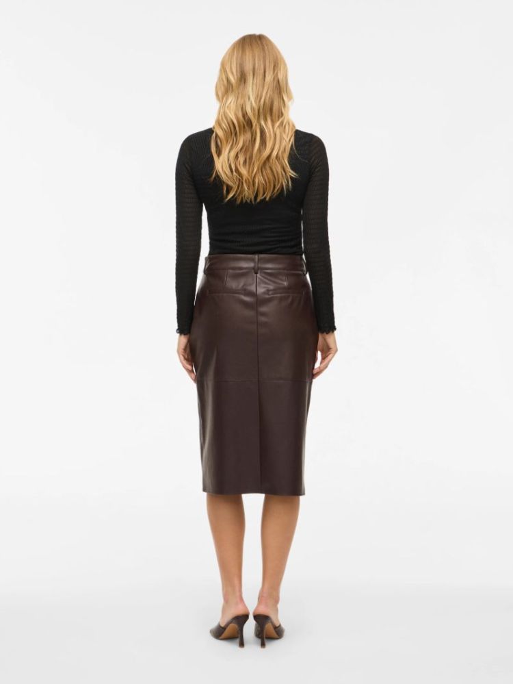 VIDAGMAR HW MIDI COATED SKIRT  196326 Coffee B