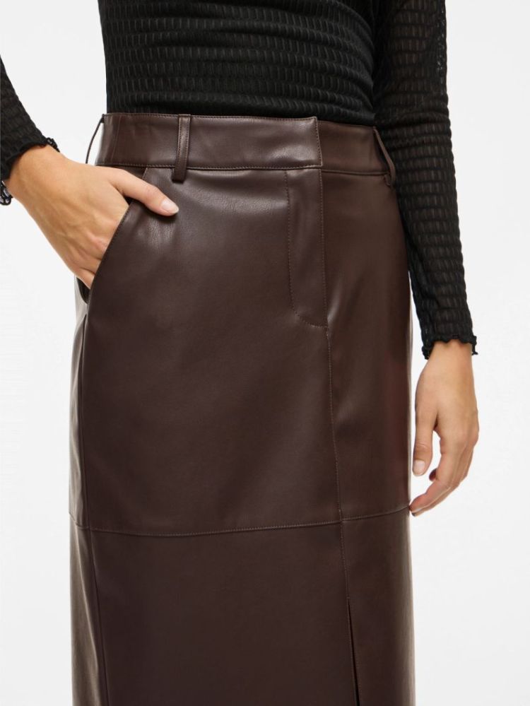 VIDAGMAR HW MIDI COATED SKIRT  196326 Coffee B