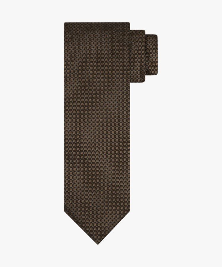 TIE SILK WOVEN BROWN H 