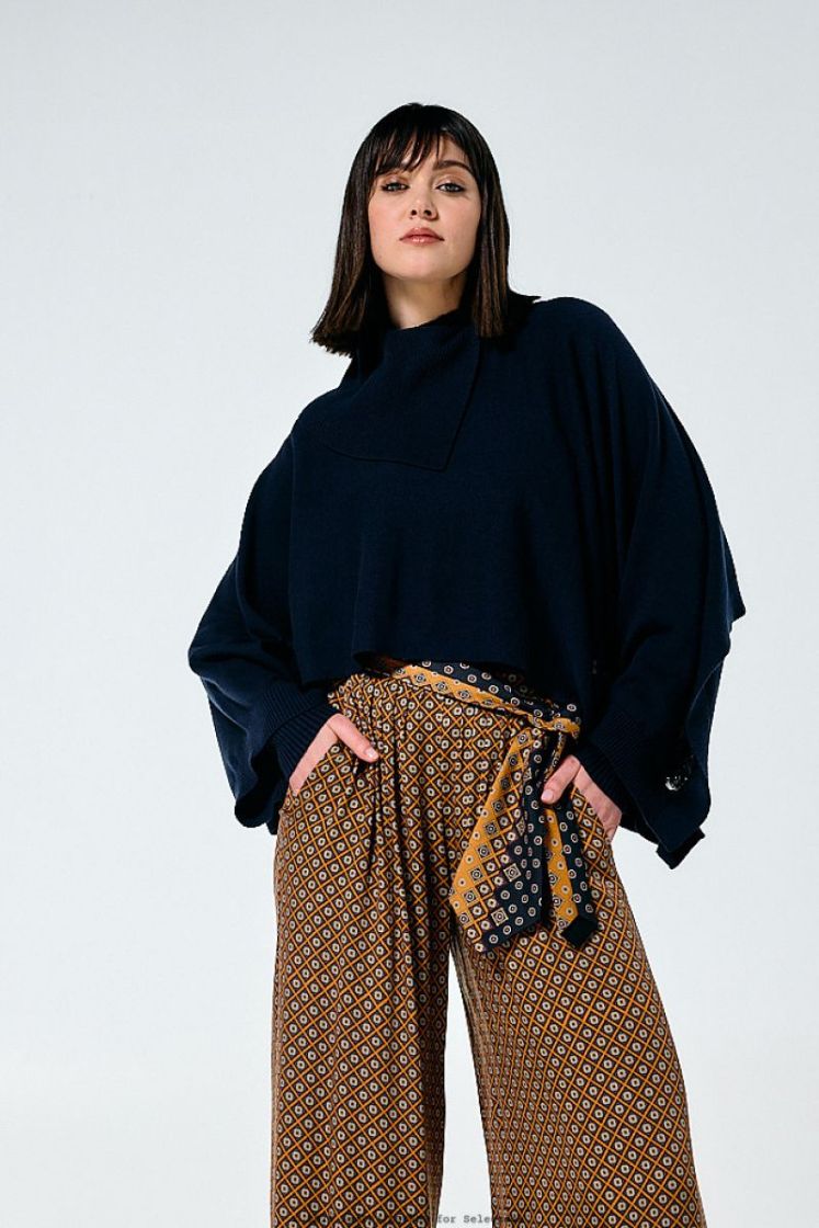 Losse poncho met wijde mouwen 21 Midnight Blu