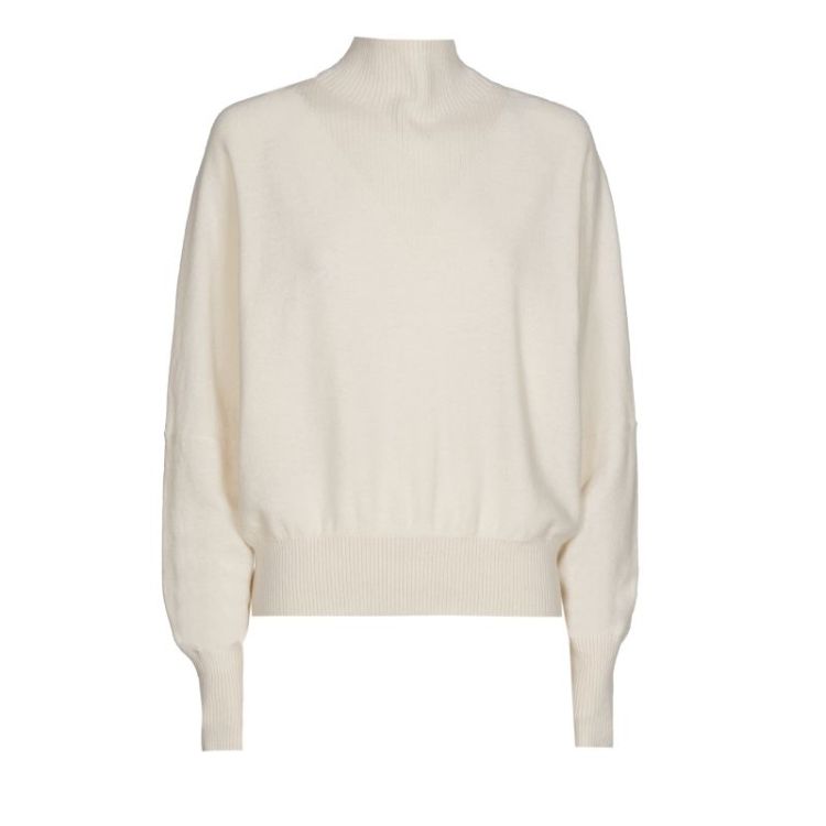 Fijngebreide pull met V-detail 93 Cream