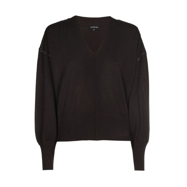 Fijngebreide pull met strassdetail 30 Coffee