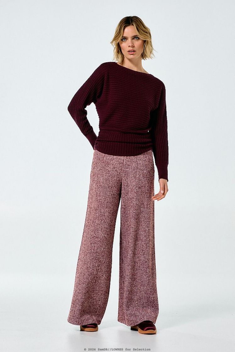 Broek in soepele tweed, normal waist 79 Multi Color