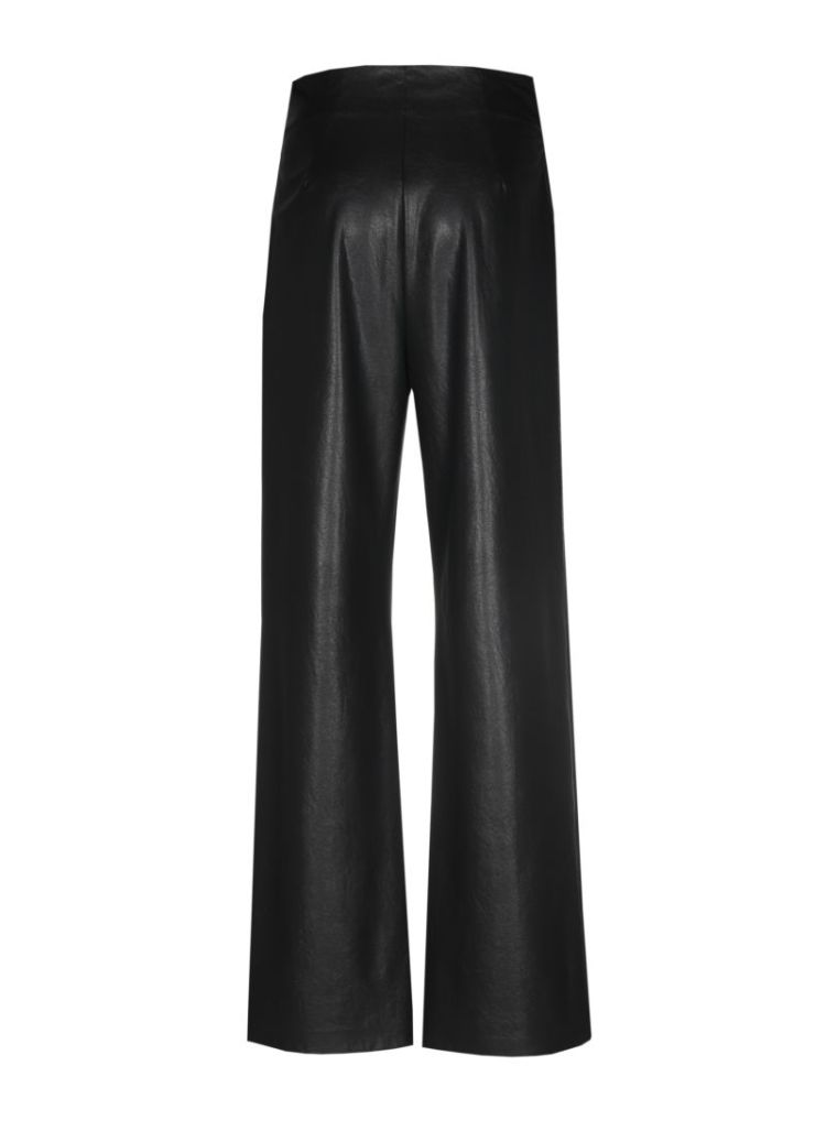 Broek in vegan leather, normal waist 10 Black