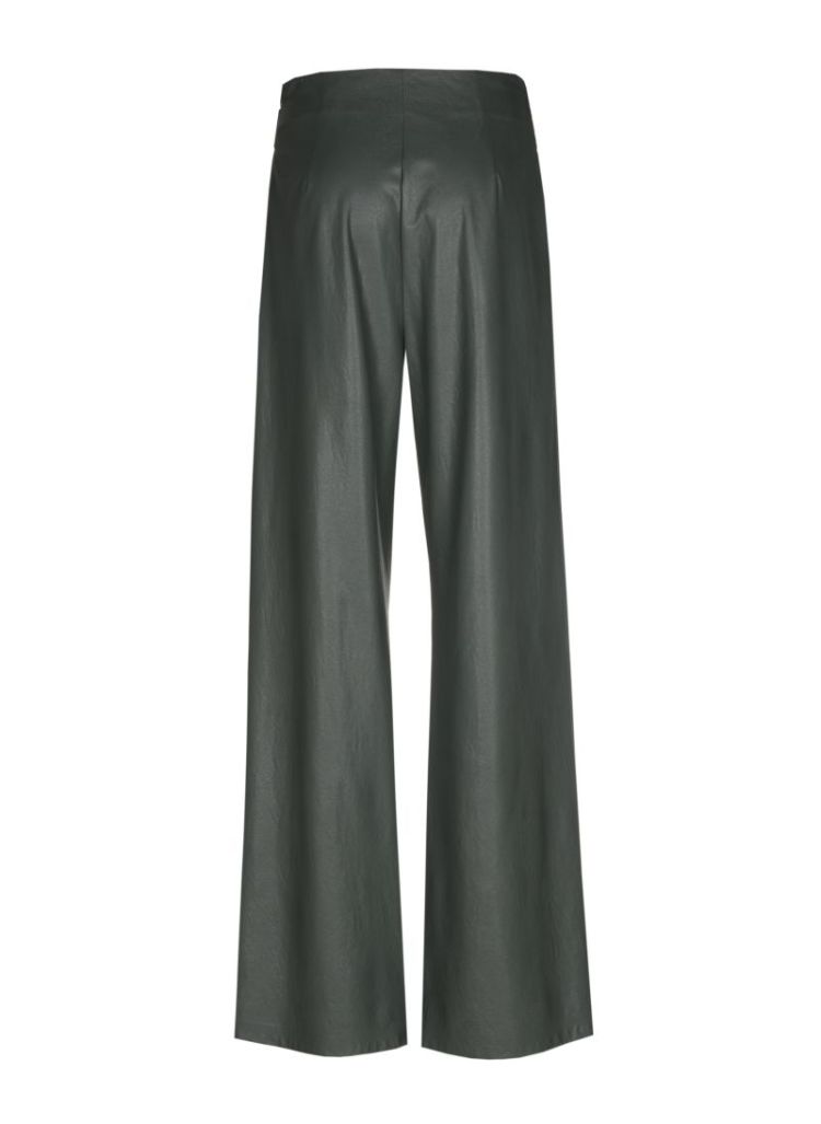 Broek in vegan leather, normal waist 61 Green