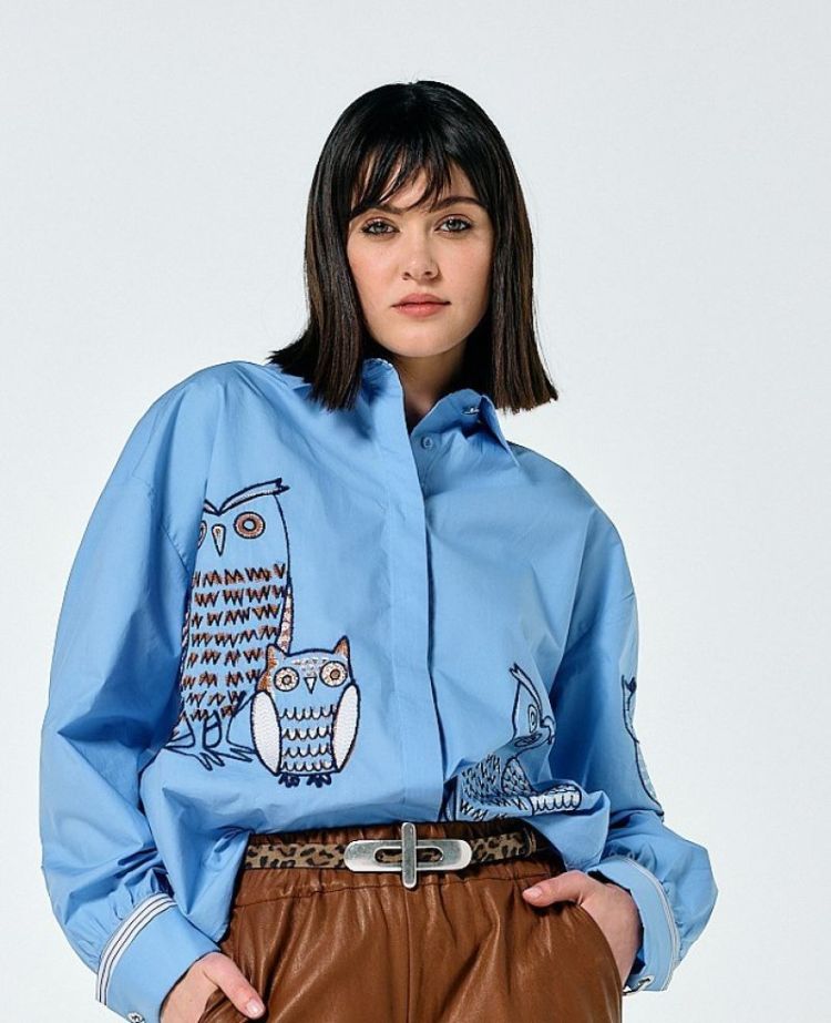 Hemdblouse in katoen met broderie 29 Multi Color