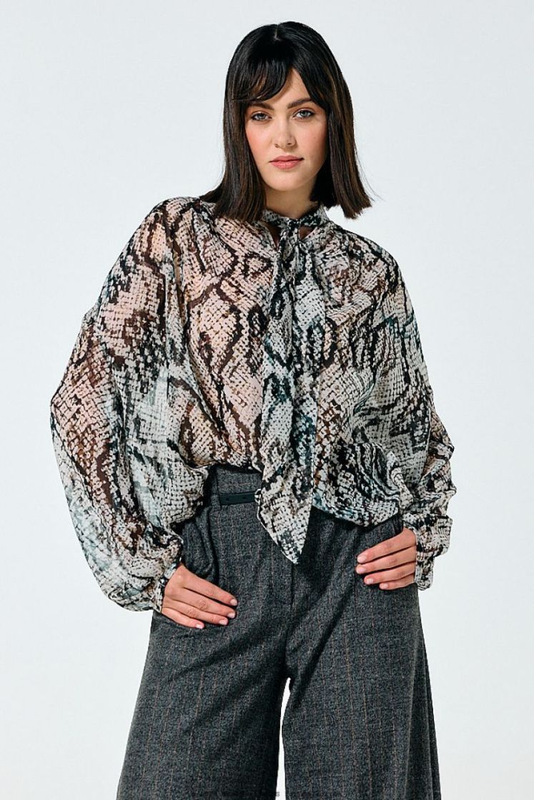 Luchtige blouse met schouderdetail 39 Multi Color