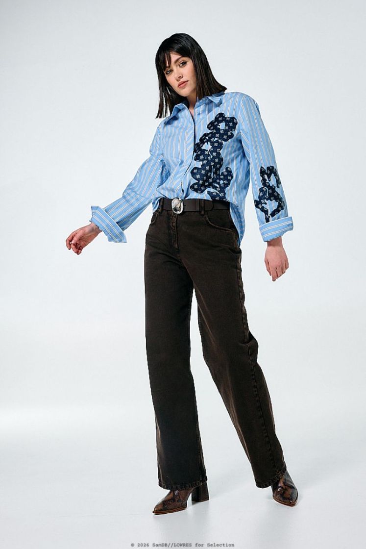 Blouse in katoen met patchworkdetail 29 Multi Color