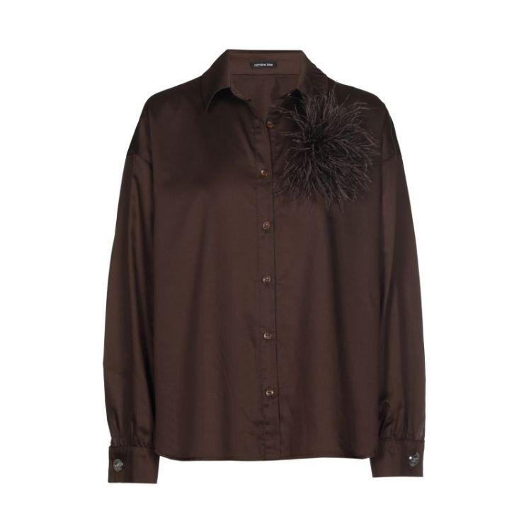 Oversized hemd met afneembare broche 31 Brown