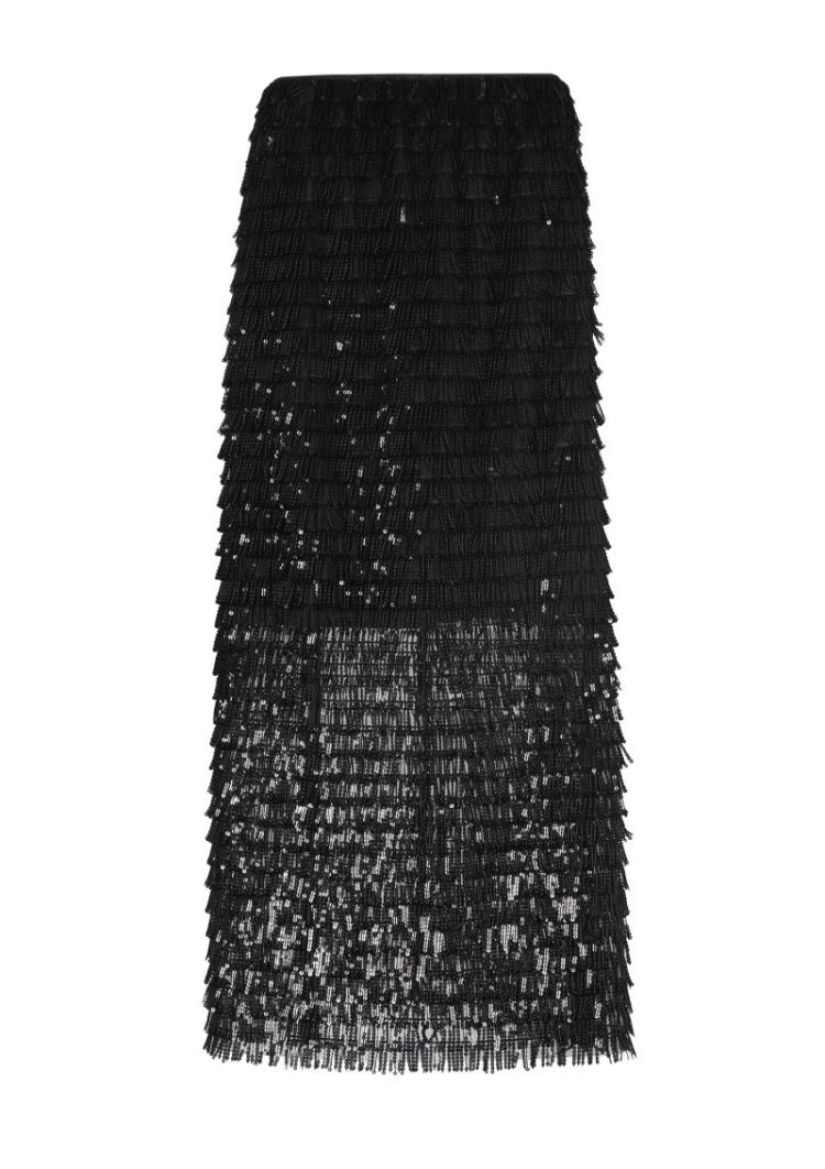 Midirok met franjes en pailletten 10 Black